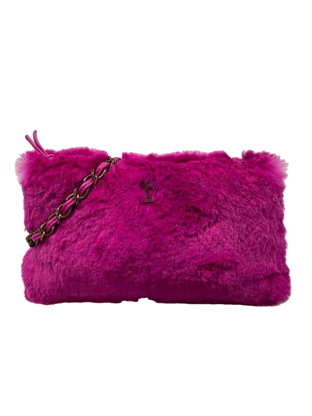 Chanel Purple Rabbit Fur Shoulder Bag #376899C20B
